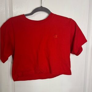 Red cropped Champion shirt